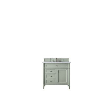 James Martin Vanities Brittany 36in Single Vanity, Sage Green w/ 3 CM Eternal Jasmine Pearl Quartz Top 650-V36-SGR-3EJP